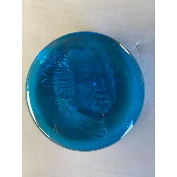 Vintage 1974 John Adams Carnival Glass Paper Weight Sculpture Hamilton - 4.5" - Picture 4 of 4